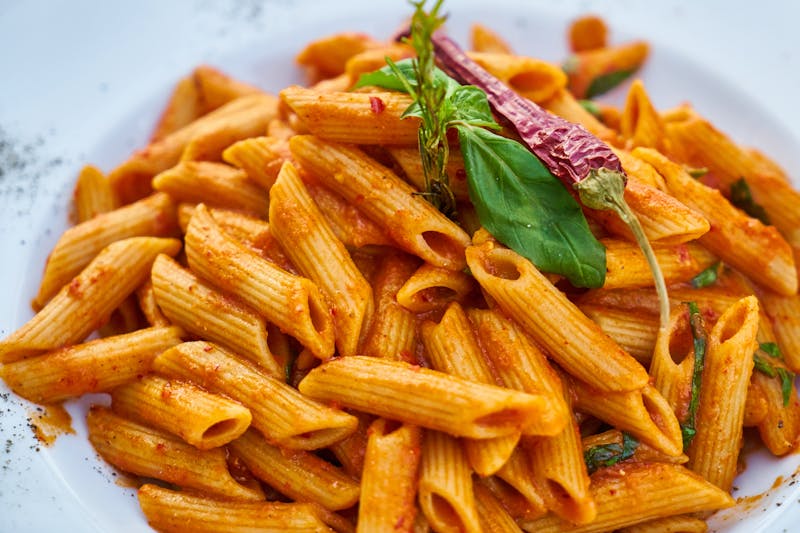 Penne arrabbiata with spicy tomato sauce