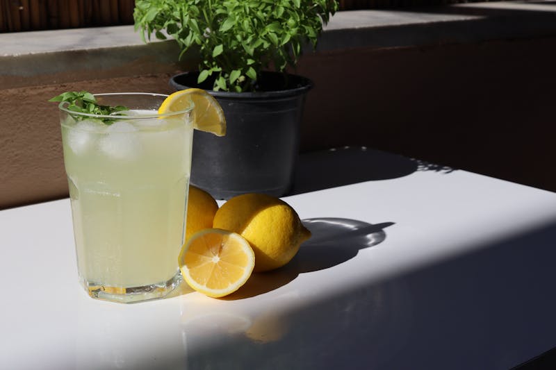 Fresh Italian lemonade with mint and ice