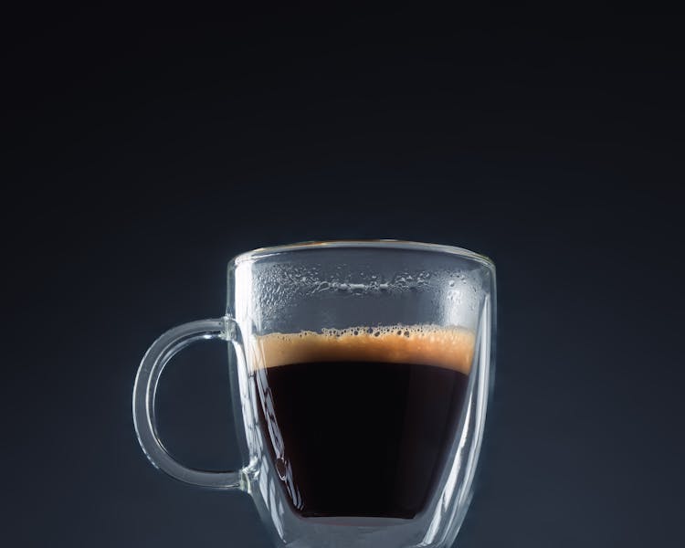 Hot espresso coffee served in Italian style